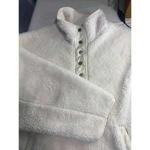 Athleta White Cloud Cozy Fleece Snap Neck Pullover With‎ Front Pocket-Size 2XL